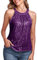 Fenyong Top con paillettes da donna senza maniche elegante scintillante canotte per feste club concerto cocktail gilet canotta camicia, Viola, M