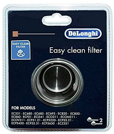 Anakel Home Filtro Cafetera Easy Clean 7313288199 Compatible con DeLonghi EC680, EC685, EC860 y ECP | Acero Inoxidable, 2 Tazas de Capacidad