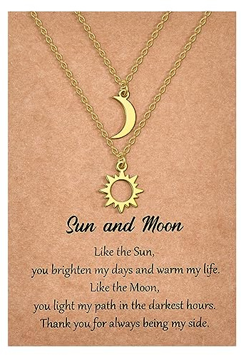 MANVEN Sonne Mond Halskette Freundschaft Halsketten Mutter Tochter Kette | Kette für Paare Damen Besten Freund PärchenFreundschaft Geschenke für Freunde Schwestern Frauen Mädchen