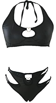 Dessous Sexy ReizwäSche Lack Leder Zweiteilige NachtwäSche Wetlook Lingerie Leder Faszinierend ReizwäSche Set Tank Top Oberteil Erotik Booty Shorts FüR Glitzer Party Clubwear