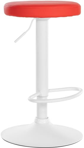 CLP Barhocker Ponte Kunstleder I Höhenverstellbarer Stuhl, Farbe:rot, Gestell Farbe:weiß