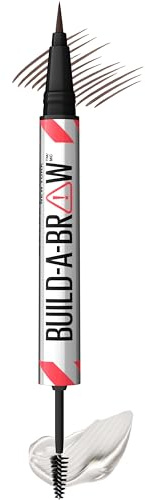 Maybelline Build-A-Brow 2-in-1 Brow Pen and Sealing Eyebrow Gel, Eyebrow Makeup for Real-Looking, Fuller Brows, Deep Brown, 1 Count