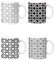 YöL Set Of 4 Mugs Black And White Mono Geometric Coffee Mug Set Minimalist Tea Cups Home Kitchen
