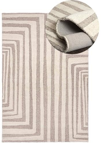 Mazovia Teppich Wohnzimmer 120x170cm Creme Geometrisch Skandinavisch Wolle