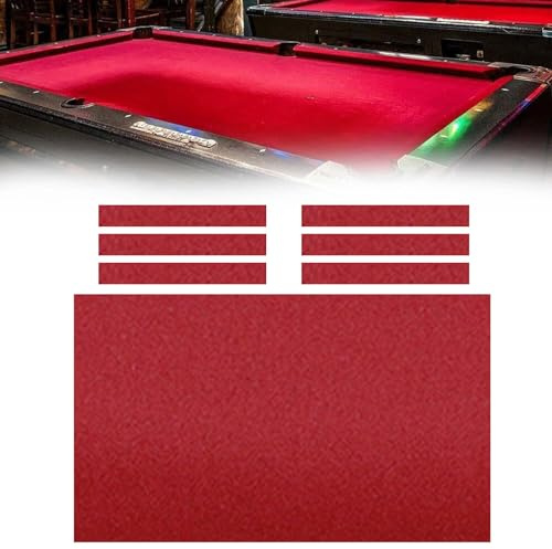 UYSELA Billardtuch, Billard Stoff Billardtisch Filz Billardtuch für 7ft 8ft und 9ft Pooltische Billardtischfilz Mattenstreifen,Bar,Hotel,Professionelle Billardtischdecke,Rot,9ft/2.75m