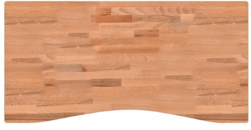 vidaXL Schreibtischplatte, Tischplatte mit 4 abgerundeten Ecken, Arbeitsplatte Platte für Schreibtisch Esstisch, Holzplatte Bürotischplatte, 100x(45-50) x2,5 cm Massivholz Buche