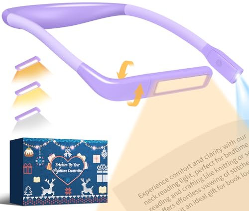 Hals Leselampe Buch LED Buchlampe: Leselampe Bett Stricklampe 3 Farben Buchlampe Wiederaufladbar, Halslampe Leselicht Hals Nackenlampe für Lesen Stricken Häkeln, Geschenke für Frauen Weihnachten