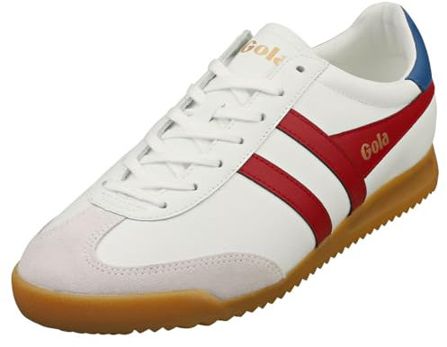 Gola Torpedo Herren-Sneaker aus Leder, Weiß/Dunkelrot/Saphir, 45 EU, CMB622