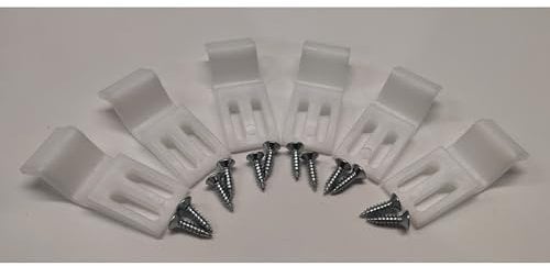 Balterley Bath Panel Clips and Screws, 6 White Bath Panel Fixing Kit with 12 Chrome Screws, Dual Slotted Holes for Adjustable Screw Positioning for Baths Front and End Panels - Pack of 6