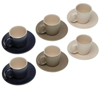 Versa Lot de 6 Tasses à thé avec Assiette Tashi Gres