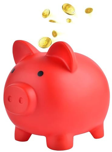 FANXIYA Monedas de Caja de Dinero Bonita Hucha de plástico en Forma de Cerdito Hucha de Cerdo Alcancía Pequeñ (Rojo)