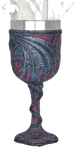 fanelod Mittelalterlicher Drachenkelch, Kelch mit Drachenweinkelch, mittelalterliches Doppeldrachenweinglas, mittelalterliche Drachenweinbecher aus Dungeonns and Dragons, 200 ml. Männergeschenk