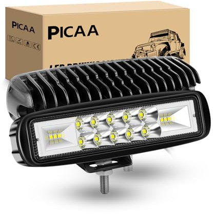 PICAA Phare de Travail LED, 2PCS 6 Pouces 24W 7D Phare Travail Projecteur LED,6000K Moto Feux de Travail Lampe 12V 24V hors route pour Voiture 4x4 Truck ATV SUV Camion Tracteur