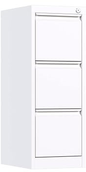 SUPEER Metal Vertical File Storage Cabinet with Lock, 3 Drawer File Cabinet, Office Home for Letter/Legal Size,Assembly Required (White)