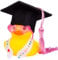 Mwmoeen lustige Akademiker Gummiente mit Diplom, Mini Graduierung Ente Auto Armaturenbrett Dekoration mit Graduierung Hut Schärpe Brille Schärpe, Geschenk bei Prüfungen Abschlussfeier (G12)