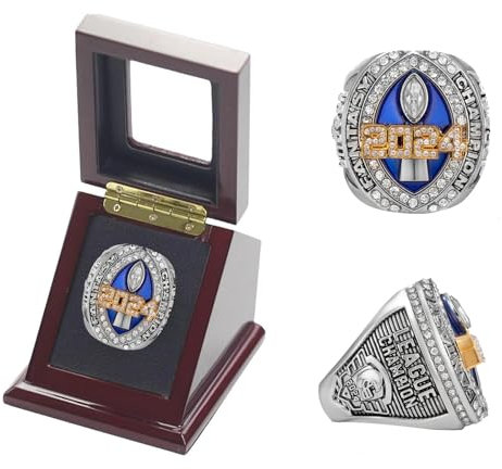 HYKJSHED 2024 Fantasy Football Ring, Meisterschaftsring, vergoldet mit Silberton, Auszeichnungstrophäe, Fangeschenk, Vatertag, Sammlerstück, Ring-Displaybox(Size:11)