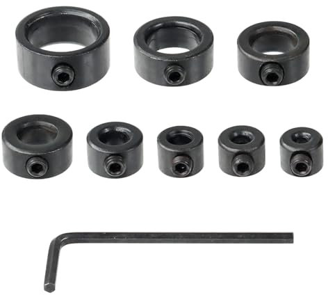 Bettli 9 Pcs Drill Depth Stop Collar Set,Drill Guide Block Ring Positioner Locator 3/4/5/6/7/8/9/10mm Drill Bit Stop Collars Set Drill Depth Limit Locator with Hexagon Wrench for Woodworking
