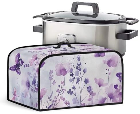 Drnuikhe Slow Cooker Cover Compatible with Most 6-8 Quart Crock Pot Cover Replacement Foldable Electric Appliance Cover with Top Handle and Accessories Pocket Home Kitchen Decorations Ink Flowers