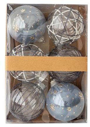 Box of 6 Painted Christmas Hanging Bauble Christmas Tree Holiday Wedding Party Decorations 2023 New Year
