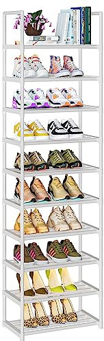OYREL Schuhregal 10 Ebenen Platz Sparen, Schuh-Organizer Große Kapazität für 20-25 Paar Schuhe, Metall Schuhschrank hoch Schmal,für Flur, Wohnzimmer, Schlafzimmer
