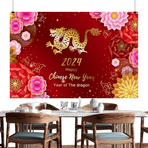 Happy Chinese New Year Banner 2024 | Mondneujahr Banner - Anti