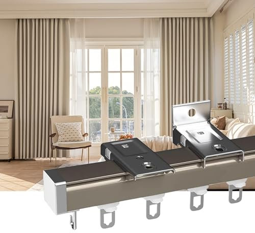 Kit de rail de rideau plissé pour plafond ou mur, pour salon, chambre à coucher, douche au plafond, fonctionne avec œillets et rail de rideau plissé (doré, 200 cm)