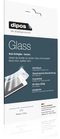 dipos 2x Displayschutzfolie 9H klar für ZTE Blade V50s | Bricht und splittert nicht, kein Echtglas, Anti-Shock, passt perfekt, kratzfest, blasenfrei, hüllenfreundlich, selbstklebend