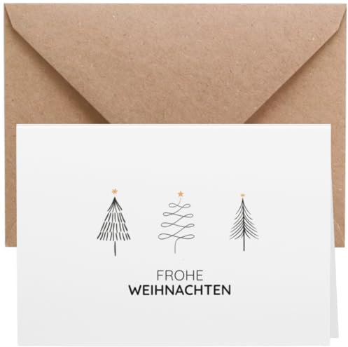 ZETTMANN® 20er Premium Weihnachtskarten mit Umschlag Set - 10 lustige Weihnachtskarten und 10 Umschläge I kleine Weihnachtskarten (Weihnachtsbäume)