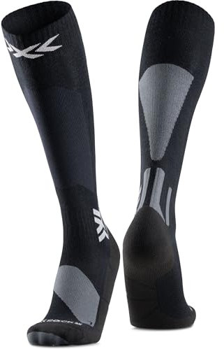 X-Socks Ski Discover Merino OTC – Merinowolle-Skisocken für Komfort & Wärme – O-Ring-Bandage für sicheren Halt & Unterstützung – Perfekt für Ski & Wintersport - Schwarz/Grau, 45-47