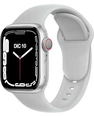 ELETTRONEO C1B Cinturino per Apple Watch Ultra 3 2 49mm, Serie 11 10 46mm, 9 8 7 45mm 41mm, SE 6 5 4 44mm 40mm, 3 2 1 42mm 38mm Donna Uomo Band Bracciale Sport Silicone, Grigio Luna