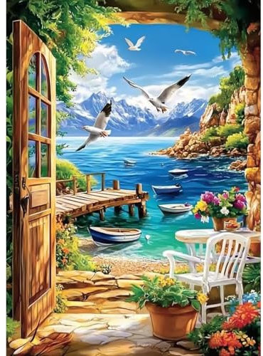CEOVR Landschaft Diamond Painting Bilder Kit Erwachsene,5D Diamond-painting 30x40 cm,Küsten Landschaft Diamant Art Set