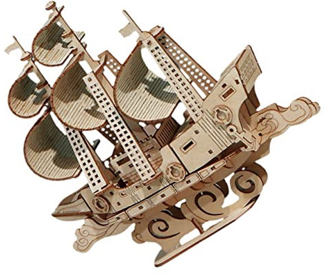 Yardwe DIY Segelboot Holzpuzzle Für Junge Mädchen Pädagogisches Steckpuzzle Kreatives Segelschiff Bauset Handwerkliches Modellbau Spielzeug Geduld Und Feinmotorik Holzpuzzle Geschenkidee
