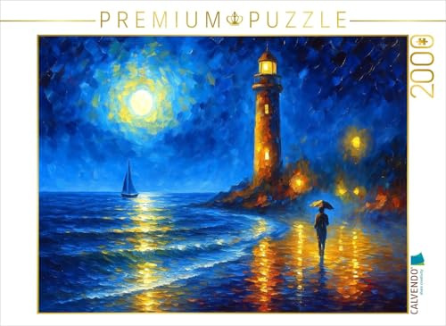 CALVENDO Puzzle Leuchtturmwanderung bei Nacht | 2000 Teile Lege-Größe 90 x 67 cm Foto-Puzzle für glückliche Stunden