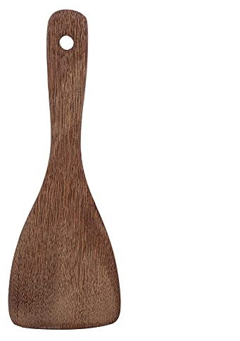 22cm Wooden Rice Spoon & Spatula – Wooden Spatula Fried Rice Turner | Natural Wood Rice Paddle With Hanging Hole for Fried Rice, Non-Stick Pans, Mashed Potatoes (Semicircular)