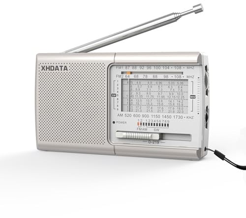 XHDATA D219 Radio Portatile Retrò FM/AM/SW, In esecuzione a Batterie, per La casa, il campeggio E l'escursionismo, Beige