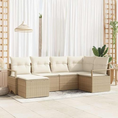 Owoxanthellate Garten Lounge Set 8-Teilig Beige Creme 62x62x85 cm Poly-Rattan Modular FSC Stahlrahmen Wetterschutz Stauraum Modernes Design für Balkon Terrasse Garten Sitzecke