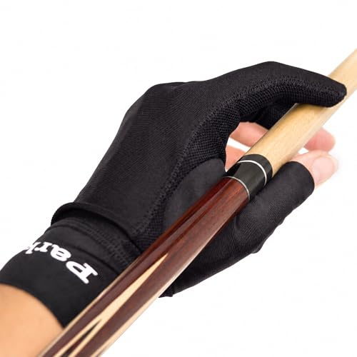 J. Parker Billardhandschuh für Pool und Snooker in Profi Ausführung Fingerless, für die Linke Hand, dehnbares und Robustes Material, passt Sich der Hand an, für Rechtshänder