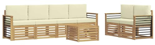 vidaXL Sofagarnituren Massivholz Akazie, Garten, modernes, haltbares Outdoor-Sofa, Lounge-Möbel, Terrassensitzgruppe, bequem und stylish
