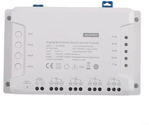 Módulo Interruptor Inteligente WiFi 4 Canales con Control RF, Compatible con para SONOFF 4CH R3 y 4CH PRO R3, para Hogar y Automatización, (4CH Pro-R3)