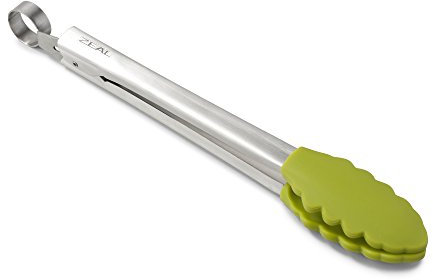 Zeal Silicone Non-Stick Kitchen Cooking Tongs with Stainless Steel Handle – Perfect for Cooking, Grilling, BBQ, Serving, and More 26cm - Heat-Resistant, BPA-Free, and Easy-to-Clean, Lime Green