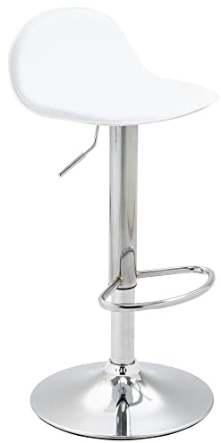 CLP Barhocker Lana V2 Mit Metallgestell Und Kunstlederbezug I Höhenverstellbarer Ergonomischer Barstuhl Mit Fußstütze Und Drehbarer Sitzfläche Farbe weiß Gestell Farbe Chrom