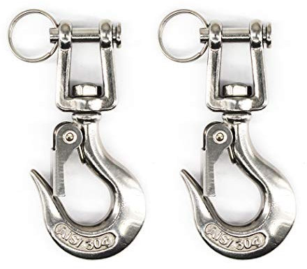 Gancio di sollevamento in acciaio inox 304 con occhiello girevole e chiavistello di sicurezza, ideale per lavori in cantieri e come accessorio di sicurezza, 150KG, 2