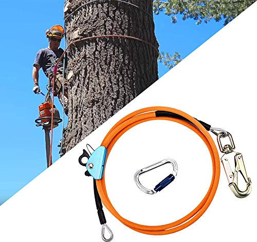 HUKOER 12mm*3m Harnais de sécurité avec ajusteur de mousqueton à triple verrouillage, lanière réglable, faible extension pour la protection contre les chutes