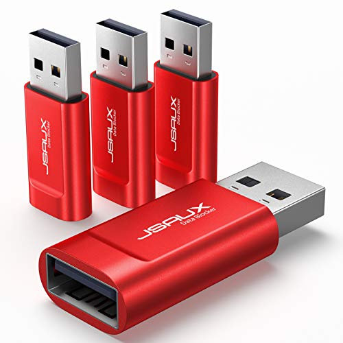 JSAUX Bloqueurs de Données USB [Lot de 4] Preservatif USB pour Le Chargement Uniquement, Protège Contre Les Pirates Informatiques et Les Virus, Protéger la Vie Privée et la Sécurité des Données-Rouge
