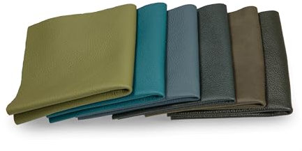 Lederstücke - Variierende Lederbündel in verschiedenen grünen Farbtönen, Leder Zuschnitt, Extra Große Stücke, Hochwertig zum Nähen, Lederverarbeitung, Basteln, Beziehen, Deko, 1Kg - min. DIN A6