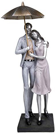 Maturi Summer of Love Liebespaar in Umarmung mit Regenschirm Figur, Mehrfarbig, 17 x 13 x 37.5cm