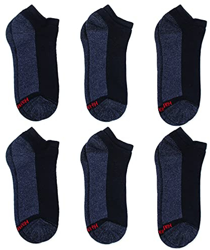 Hanes mens Socks, 6-pair Pack Max Cushion Low Cut, Black/Grey Foot Bottom, 6 12 US, brand is Hanes, variation theme is Number_of_items that is 6, Color that is Black/Grey, Size that is 6-12