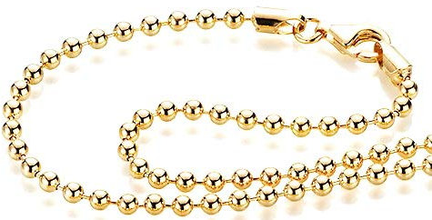 YoungDiamondFashion YDF Damen Kugelkette Silberkette Halskette Silber 50 cm 925 Sterlingsilber gelbvergoldet Kugelgröße 3,0 mm Silberkugeln Beads Chain