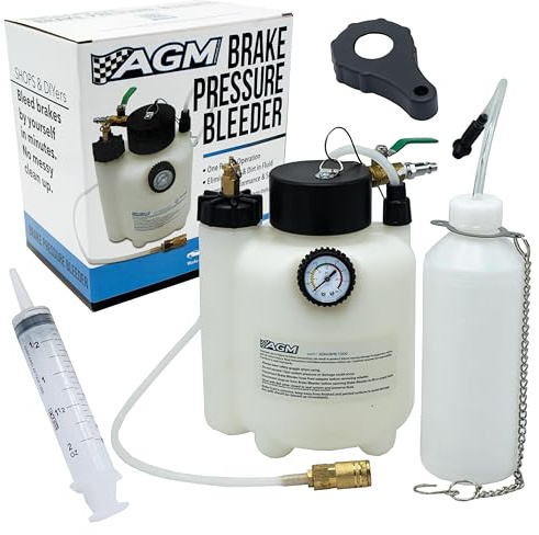3L Capacity Professional Pressure Vacuum Brake Bleeder Kit - One Man Brake Bleeder Kit works w/ ABS, Air Compressors - Includes 1L Catch Bottle, Syringe, Filler Cap Wrench - Break In Kits for Vehicles