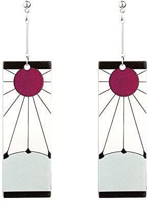 BANSAT 1Pair Kamado Tanjirou Earrings Japanese Anime Demon Slayer Eardrop Cosplay Prop Cartoon Jewelry for Men Women